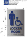 Mens Locker Room ADA Signs - Brushed Aluminum with Braille - 6" x 9" thumbnail