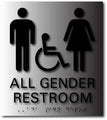 All Gender Accessible Bathroom Brushed Aluminum ADA Signs - 8" x 9" thumbnail