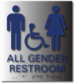 All Gender Accessible Bathroom Brushed Aluminum ADA Signs - 8" x 9" thumbnail