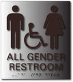 All Gender Accessible Bathroom Brushed Aluminum ADA Signs - 8" x 9" thumbnail
