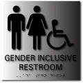 Gender Inclusive Accessible Restroom Brushed Aluminum Signs - 9" x 9" thumbnail