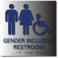 Gender Inclusive Accessible Restroom Brushed Aluminum Signs - 9" x 9" thumbnail