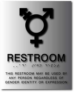 BAL-1168 Trans/All Gender Symbol Restroom Sign Black on Brushed Aluminum