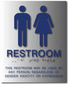Gender Neutral Restroom Sign in Brushed Aluminum - 8" x 10" thumbnail