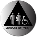 Gender Neutral Bathroom Door ADA Signs Brushed Aluminum - 12" x 12" thumbnail