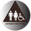 Gender Neutral Bathroom Door ADA Signs Brushed Aluminum - 12" x 12" thumbnail