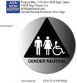 Gender Neutral Bathroom Door ADA Signs Brushed Aluminum - 12" x 12" thumbnail