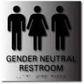 Gender Neutral Restroom Brushed Aluminum ADA Signs - 9" x  9" thumbnail