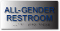 All Gender Restroom Sign - Brushed Aluminum - 8"x4" thumbnail