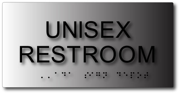 BAL-1175 Unisex Restroom California ADA Braille Sign in Black