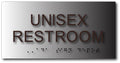 Unisex Restroom Sign - Brushed Aluminum - 8"x4" thumbnail