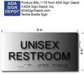 Unisex Restroom Sign - Brushed Aluminum - 8"x4" thumbnail