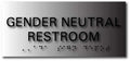 Gender Neutral Restroom Brushed Aluminum Braille ADA Signs - 9"x4" thumbnail