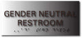 Gender Neutral Restroom Brushed Aluminum Braille ADA Signs - 9"x4" thumbnail