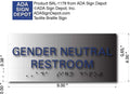 Gender Neutral Restroom Brushed Aluminum Braille ADA Signs - 9"x4" thumbnail