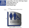 Custom ADA Sign  Curved Brushed Aluminum & Acrylic Backer - 8.5"x9.5" thumbnail