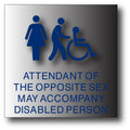 Accompany Disabled Person Restroom Sign  Brushed Aluminum - 10" x 10" thumbnail