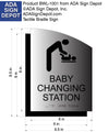 ADA Baby Changing Station Sign - Brushed Aluminum & Wood - 6x9 thumbnail