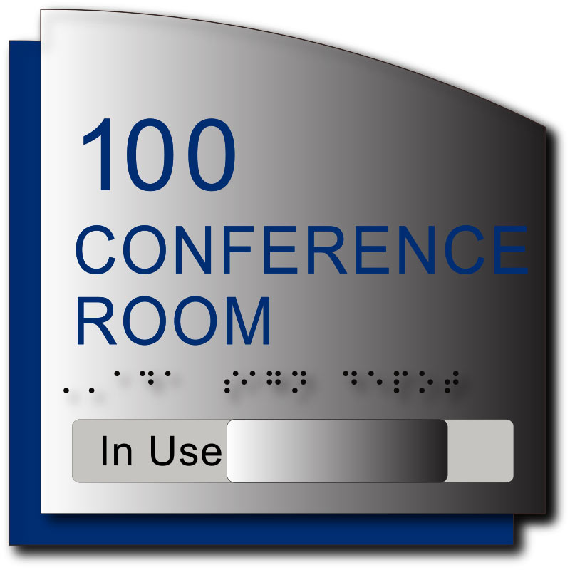 Custom Room Number and Name Sign with In-Use Slide on Brushed Aluminum ...