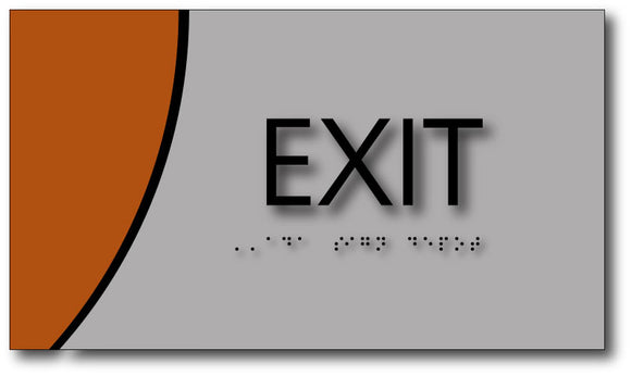 BWL-1011 Exit Sign on Brushed Aluminum and Wood Laminates with Braille - Black