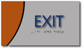 ADA Exit Sign in Brushed Aluminum and Wood - 7" x 4" thumbnail