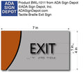ADA Exit Sign in Brushed Aluminum and Wood - 7" x 4" thumbnail
