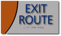 ADA Exit Route Sign in Brushed Aluminum and Wood - 7" x 4" thumbnail