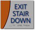 ADA Exit Stair Down Sign in Brushed Aluminum and Wood - 7" x 6" thumbnail