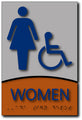 Women's Accessible Bathroom Brushed Aluminum/Wood ADA Signs - 6" x 9" thumbnail