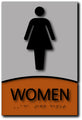 Women's Restroom ADA Sign - Brushed Aluminum and Wood - 6" x 9" thumbnail