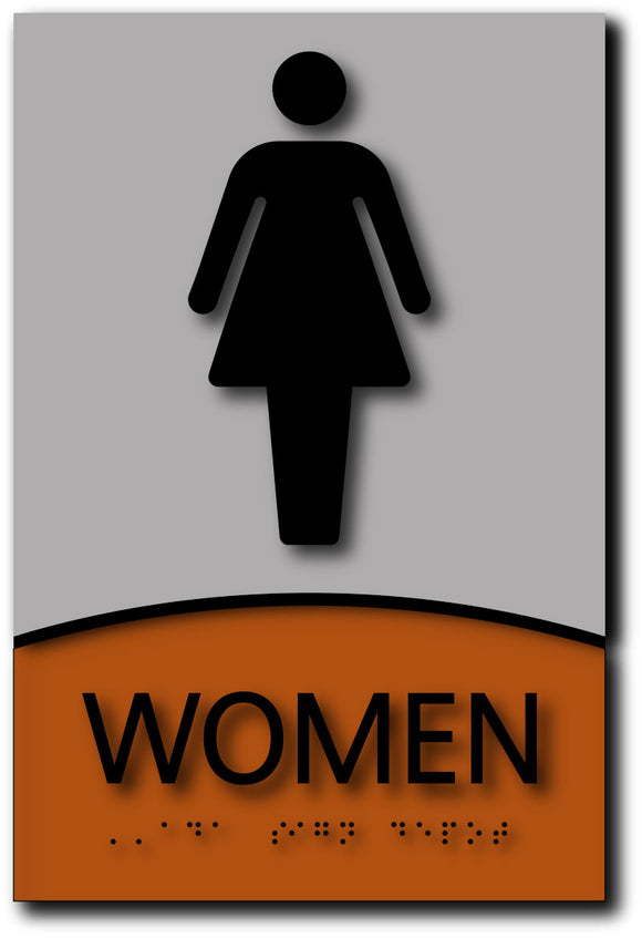 BWL-1016 Women Only Restroom Sign in Modern Brushed Aluminum and Wood Laminates Black