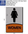 Women's Restroom ADA Sign - Brushed Aluminum and Wood - 6" x 9" thumbnail