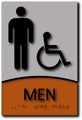 Men's Accessible Bathroom ADA Sign in Brushed Aluminum & Wood - 6"x9" thumbnail