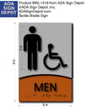 Men's Accessible Bathroom ADA Sign in Brushed Aluminum & Wood - 6"x9" thumbnail