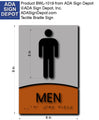 Men's Restroom Designer ADA Signs in Brushed Aluminum and Wood - 6"x9" thumbnail