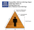 Men's Restroom Door ADA Signs - 12" x 12" Triangle - Wood Laminate thumbnail