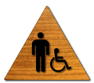 Men's Wheelchair Accessible Bathroom Door Sign in Wood Laminate - Black