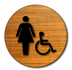 BWL-1028 Women's Wheelchair Accessible Bathroom Door Sign in Wood Laminate - Black