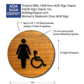 Womens Accessible Restroom Door Sign in Wood Laminate - 12" x 12" thumbnail