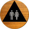 Unisex Bathroom Door Sign - Brushed Aluminum & Wood - 12" x 12" thumbnail