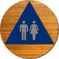 Unisex Bathroom Door Sign - Brushed Aluminum & Wood - 12" x 12" thumbnail