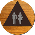Unisex Bathroom Door Sign - Brushed Aluminum & Wood - 12" x 12" thumbnail