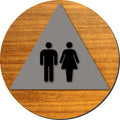 Unisex Bathroom Door Sign - Brushed Aluminum & Wood - 12" x 12" thumbnail