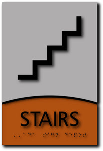 BWL-1035 ADA Compliant Stairs Sign in Designer Brushed Aluminum - Black