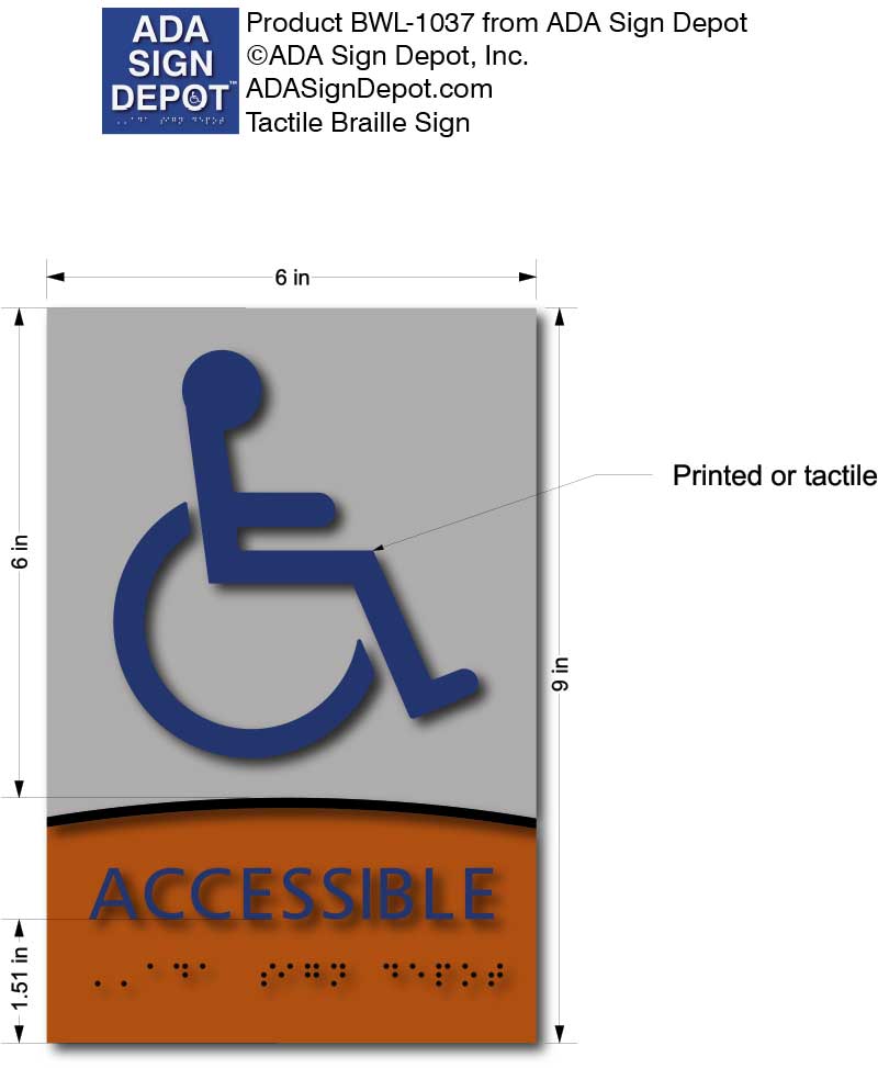 Wheelchair Accessible Symbol in Brushed Aluminum and Wood – ADA Sign Depot