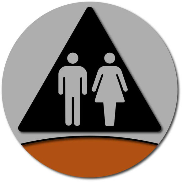 Unisex or Gender Neutral Restroom Door Sign - Modern Brushed Aluminum