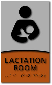 Modern Design ADA Compliant Lactation Room Signs in Brushed Aluminum