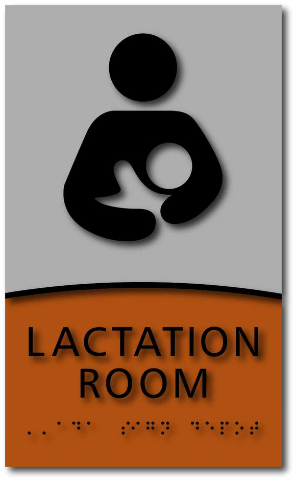 Modern Design ADA Compliant Lactation Room Signs in Brushed Aluminum