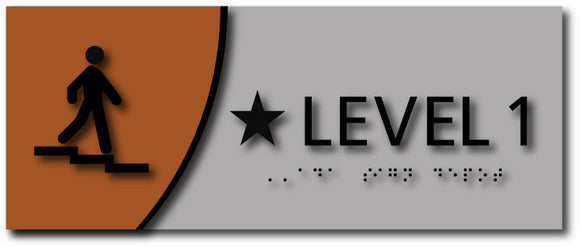 Floor Level Stairs Sign in Designer Brushed Aluminum & Wood Laminates ...