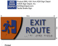 Modern Design Braille Exit Route ADA Signs - 10" x  4" thumbnail